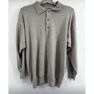 Beau Brummel Men's Gray Polo Long Sleeve Size XL Cashmere Italy